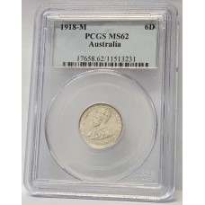 AUSTRALIA 1918 . SIXPENCE . PCGS MS62 AUSTRALIA 1918 . SIXPENCE . PCGS MS62